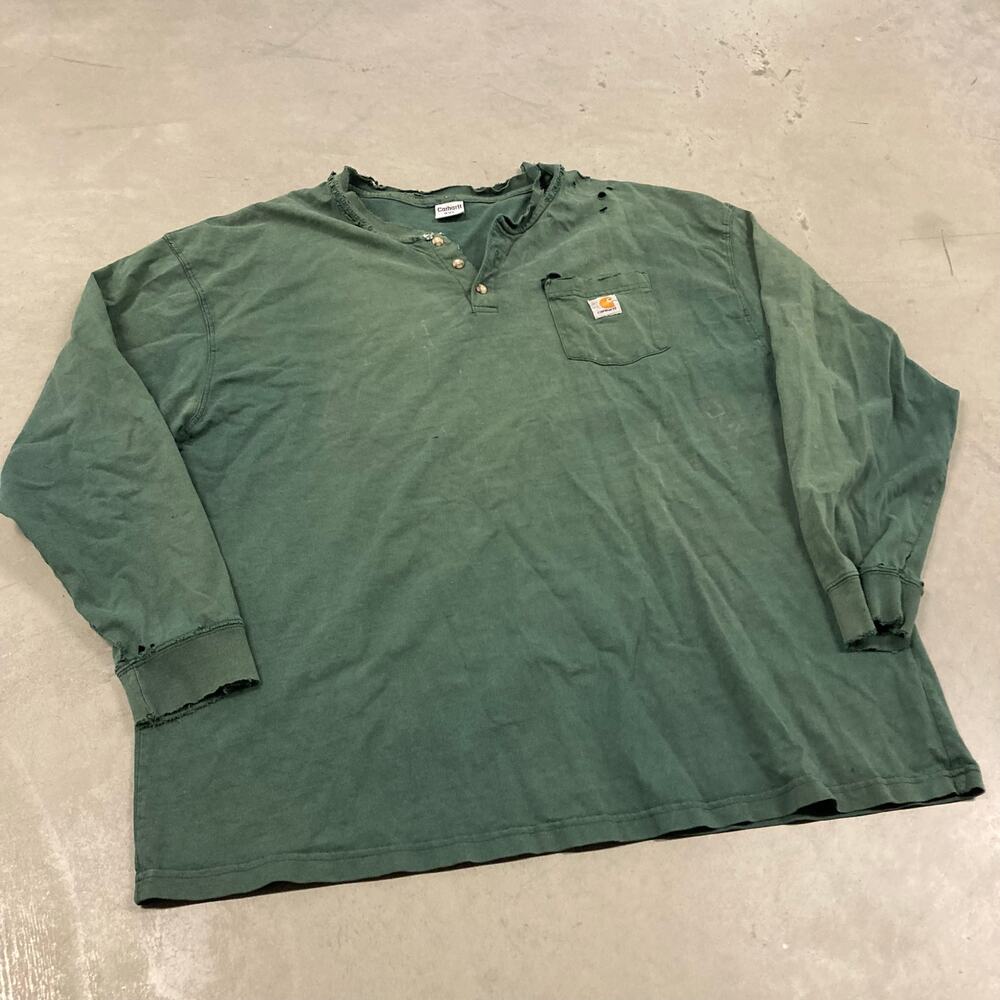 Y2K thrashed Carhartt Henley T-Shirt